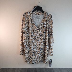 Nottibianche Womens Pajama Top Medium Animal Print 95% Lyocell 5% Spandex